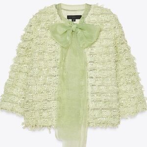 Zara FRINGED ORGANZA TIE CARDIGAN
